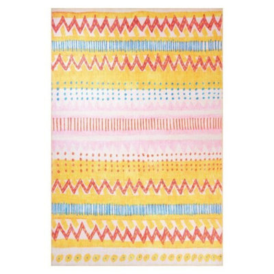Premium Machine Washable Carpet, 4.6 x 6.2 Feet, 100% Polyester, 1850 g/m² | Pile Height: 0.2 Inches | Eco-Friendly Recycled Poly Cotton Underside | Perfect for Living Room, Bedroom, and High-Traffic Areas