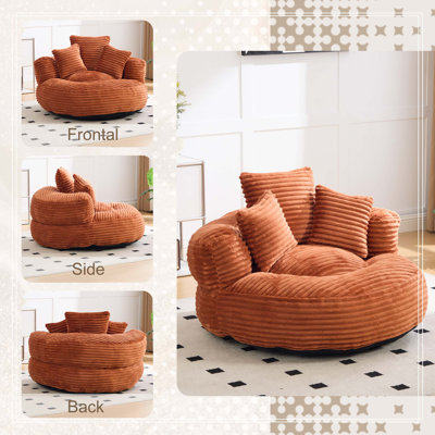 Fauteuil à billes simple, fauteuil à billes pour adultes, enfants, fauteuil à billes en velours côtelé avec 3 coussins et accoudoirs, fauteuil à billes et canapé paresseux avec rembourrage en mousse pour chambre à coucher