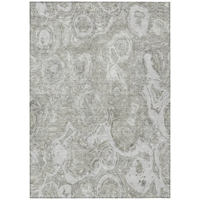 5' X 8' Ivory Taupe And Beige Abstract Washable Indoor Outdoor Area Rug