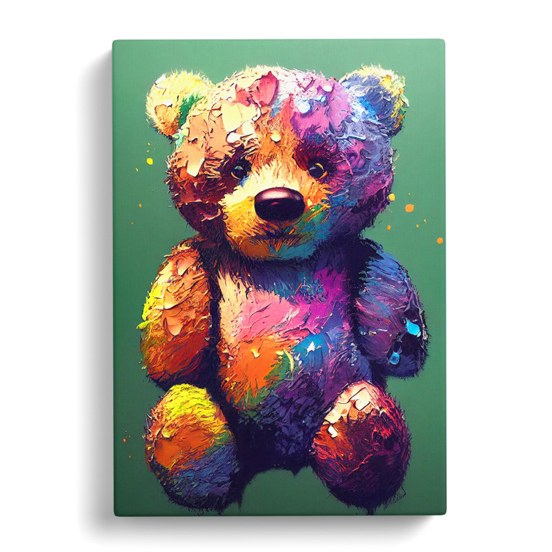 Colourful Teddy Bear Vol.1 - Wrapped Canvas, 60cm H x 40cm W x 3cm D