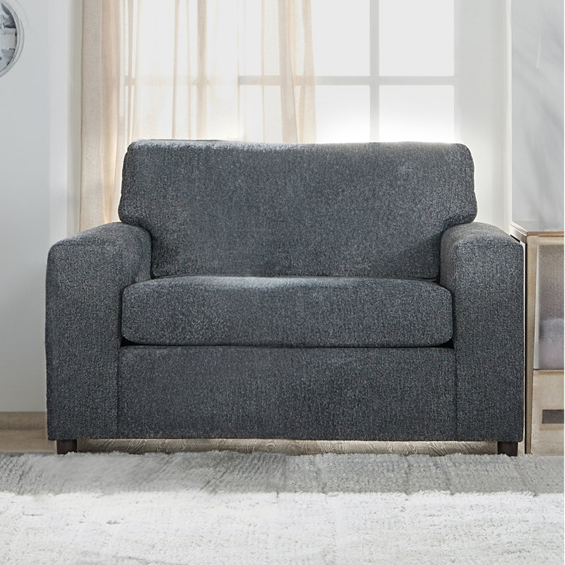 Chaise d'appoint et demi Calian, Polyester gris cendré
