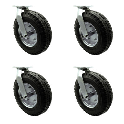 4-Piece Pneumatic Rubber Caster Set