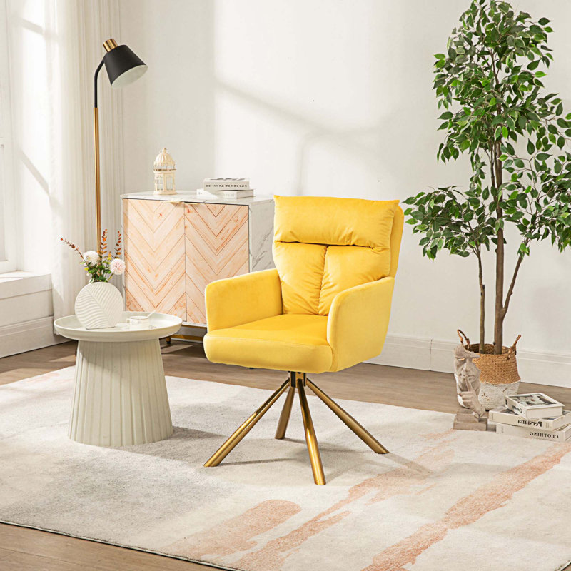Fauteuil d'appoint pivotant Kriene, Jaune