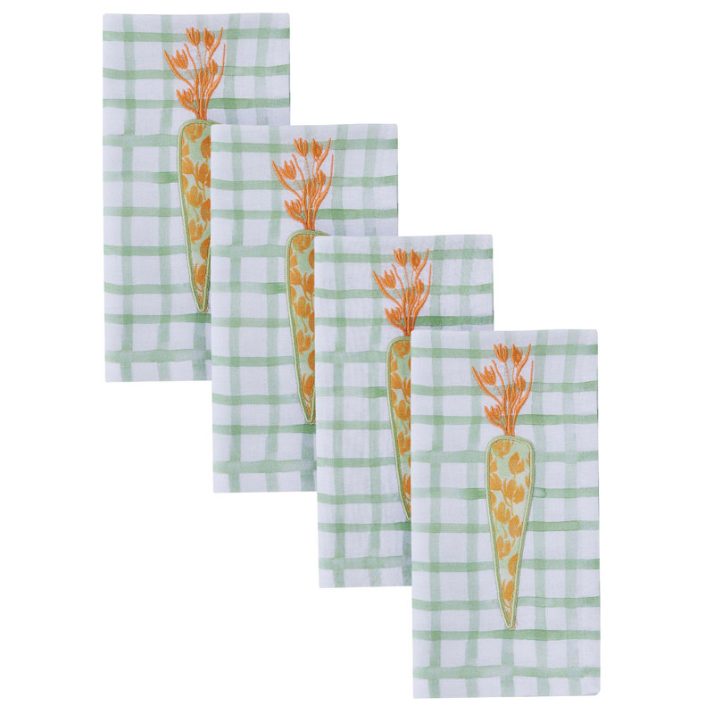  Carrot Patch Green Plaid Napkin Set of 4 20 inches X 20 inches