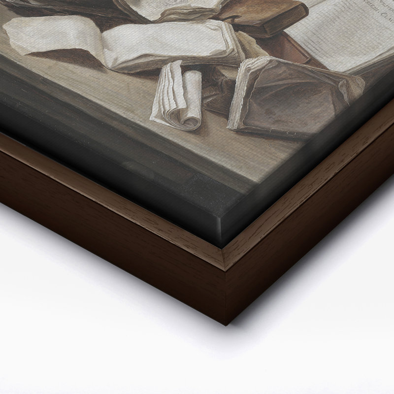 Nature morte avec des livres, Canevas, H 24 po x l 32 po, Encadrement brun