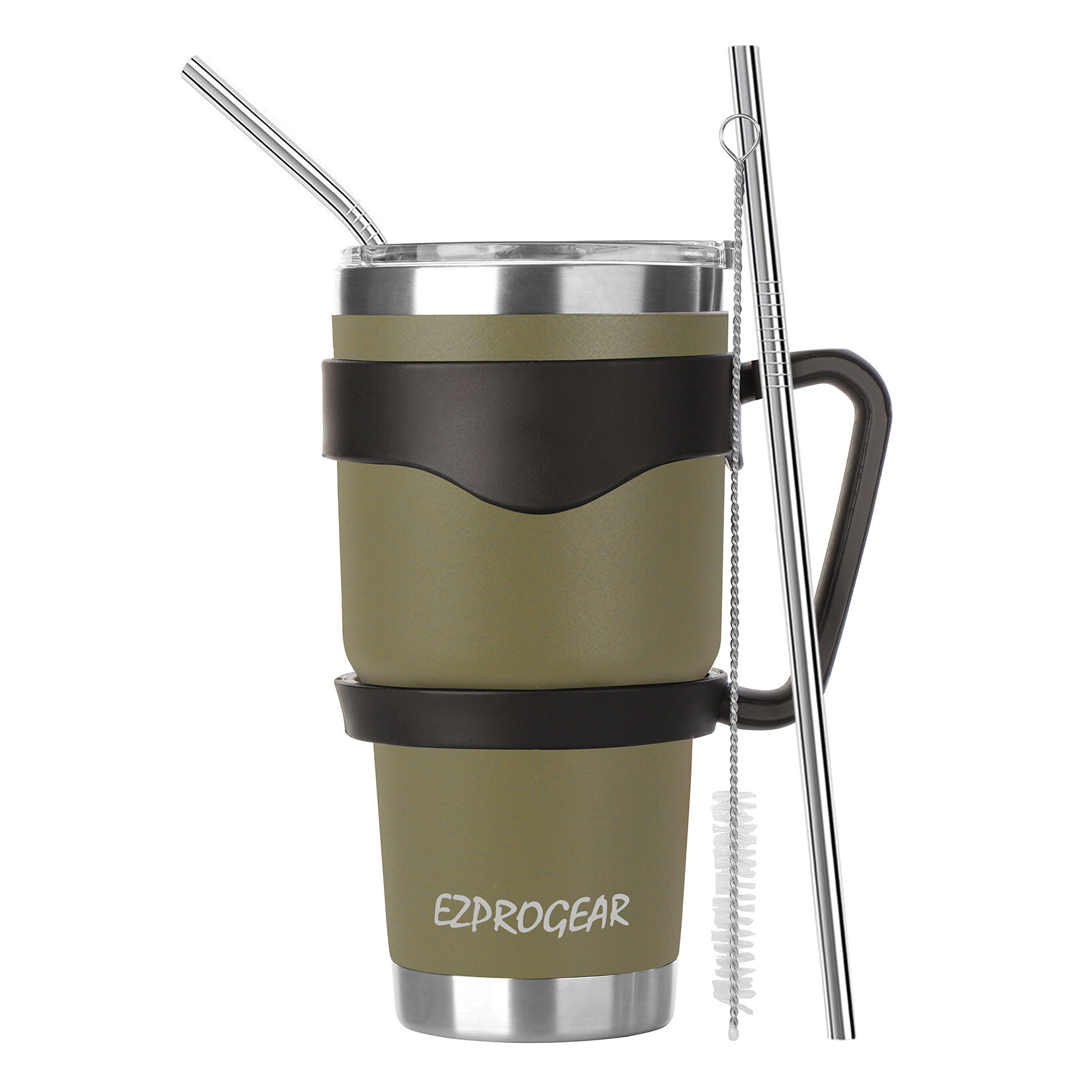Tumbler Set - Includes 30oz Steel Tumbler, Handle, Lid, Straw and Brush