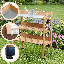 Établi de jardin compact en bois avec tablettes et crochets de rangement pour l'organisation du patio-1079644873