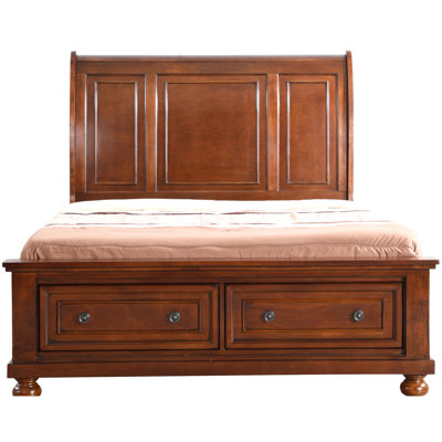 Lit traditionnel en cerisier de style traditionnel pour se détendre - Structure et détails complexes H 58 po x l 63 po x P 97 po Assemblage requis pour une chambre à coucher confortable avec une durabilité garantie chaleureuse 58 po