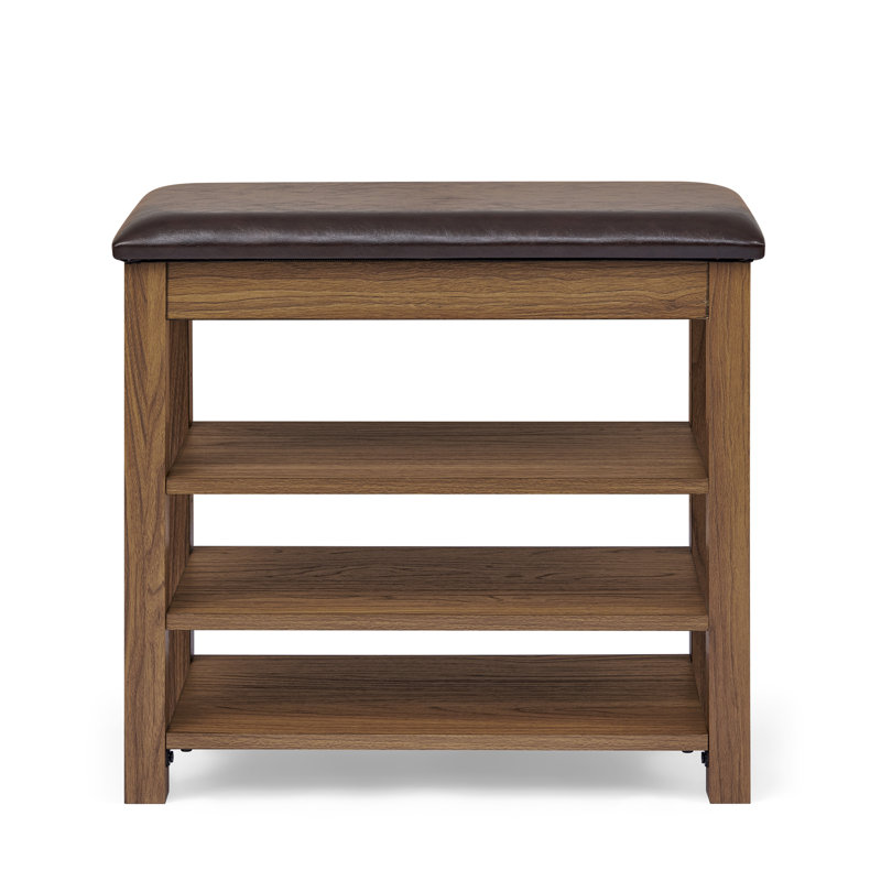 Small Shoe-Changing Bench With Shelves, Brown