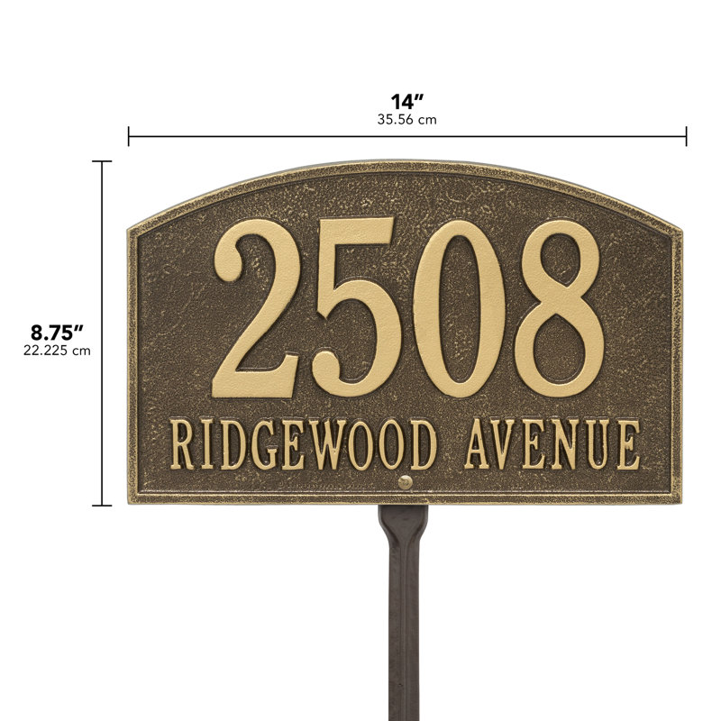 Legacy 2-Line Lawn Address Sign, Antique Brass, Yes