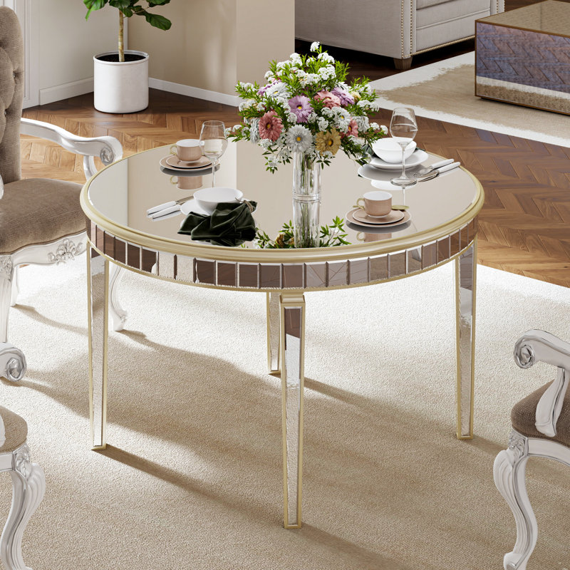 120cm Antique Mirrored Dining Table