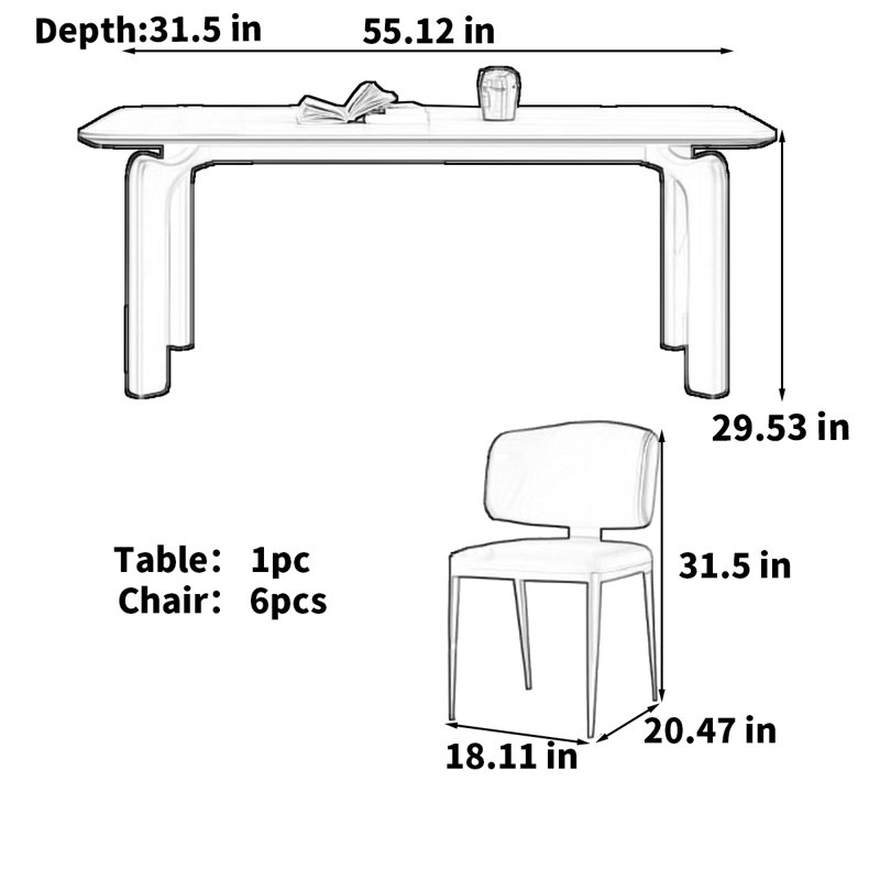 Table rectangulaire rectangulaire simple et luxueuse, H 29,53 po x L 55,12 po x l 31,5 po