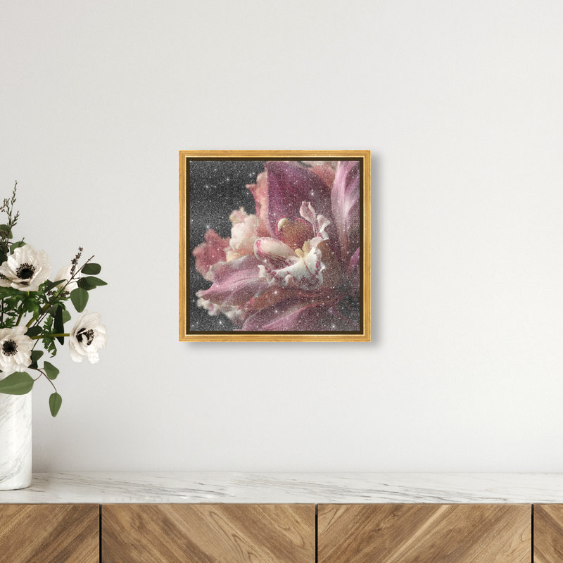 Velvet Labellum Print by Oliver Gal, 13"H x 13"W, Gold Floater Frame