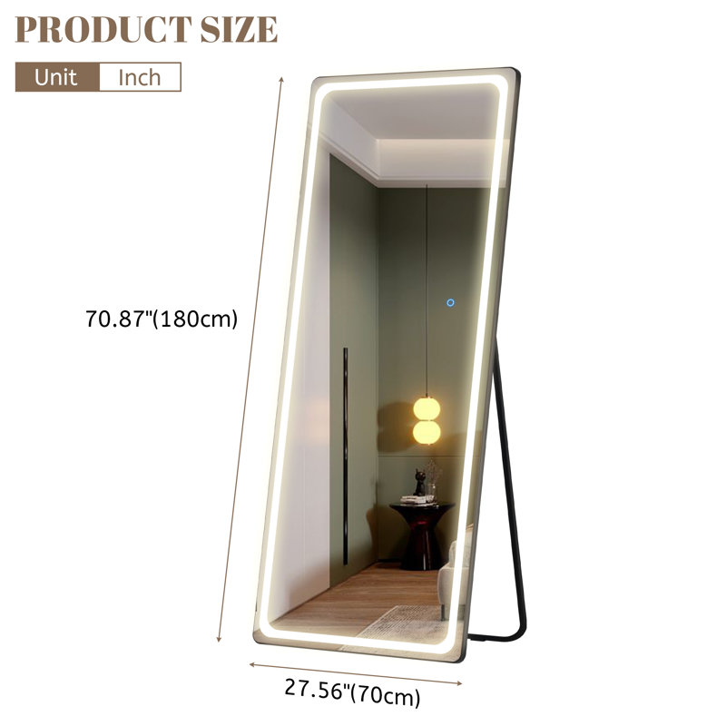 Miroir pleine grandeur Oakleaf, Noir, 71 po x 28 po