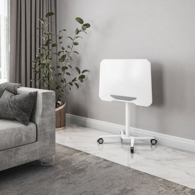Support d'ordinateur portable blanc à hauteur ajustable avec plateau de table inclinable blanc, l 27,5 po x P 17,75 po x H 30 po, 1 pièce, bureau debout, blanc, à hauteur réglable avec roulettes