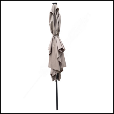 Parasol d'extérieur à DEL solaire de haute qualité 10 x 6,5T avec manivelle et bouton-poussoir inclinable pour le jardin
