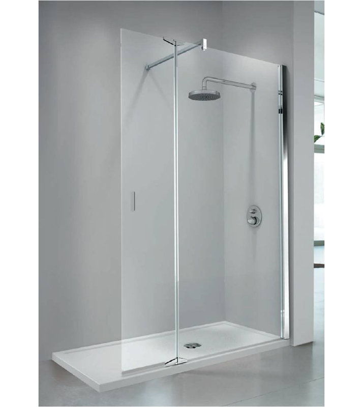 Kuadra Slab Semi-Frameless Walk In Glass Screens with Clear Glass, 2000 mm x 1070 mm