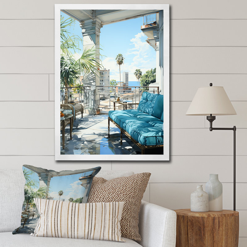 «Miami Rooftop Escape On», reproduction sur toile, Cadre photo blanc, H 44 po x l 34 po x P 1,5 po