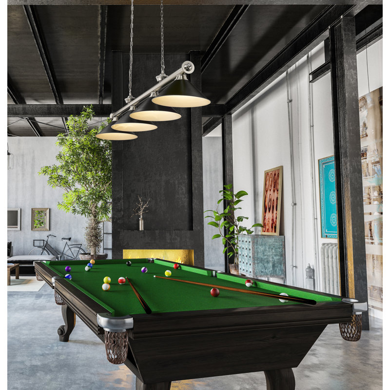 Billard 4 lumières Annaleisa, Nickel brossé, Noir mat