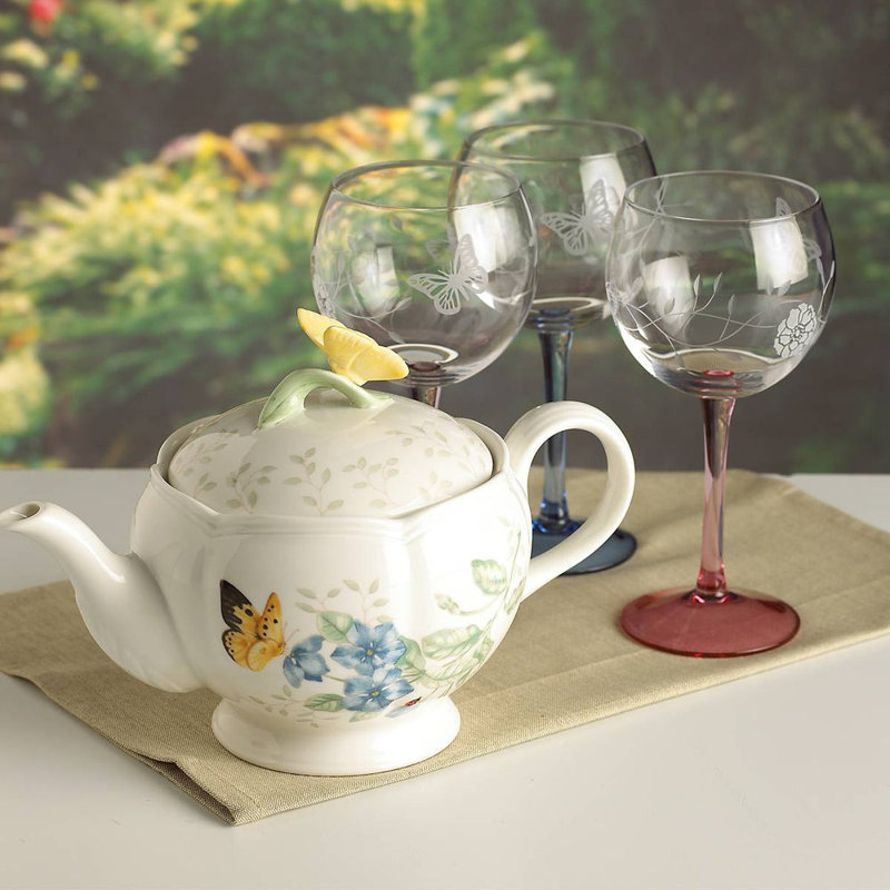 Lenox Butterfly Meadow 2.8 LB Teapot, Microwave & Dishwasher safe, Multicolor