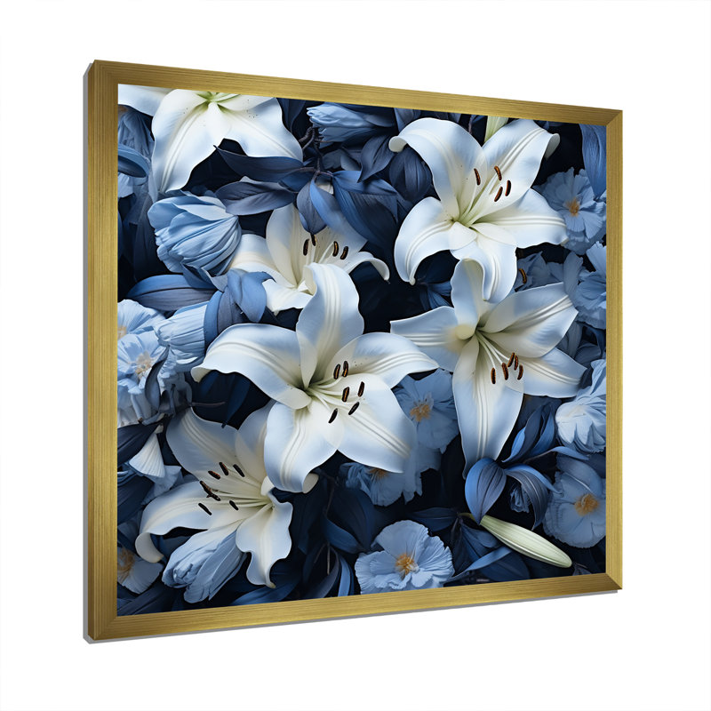 «White Lily», impression sur toile, H 24 po x l 24 po x P 1 po, Cadre doré simple