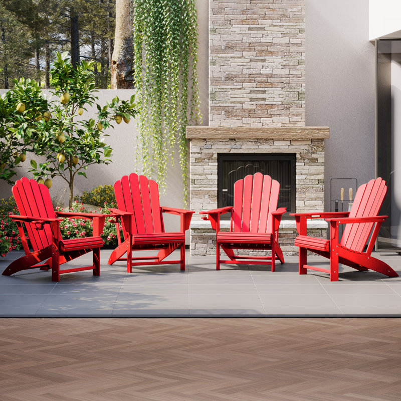 Outdoor Poly Adirondack Chair (Set Of 4), Red