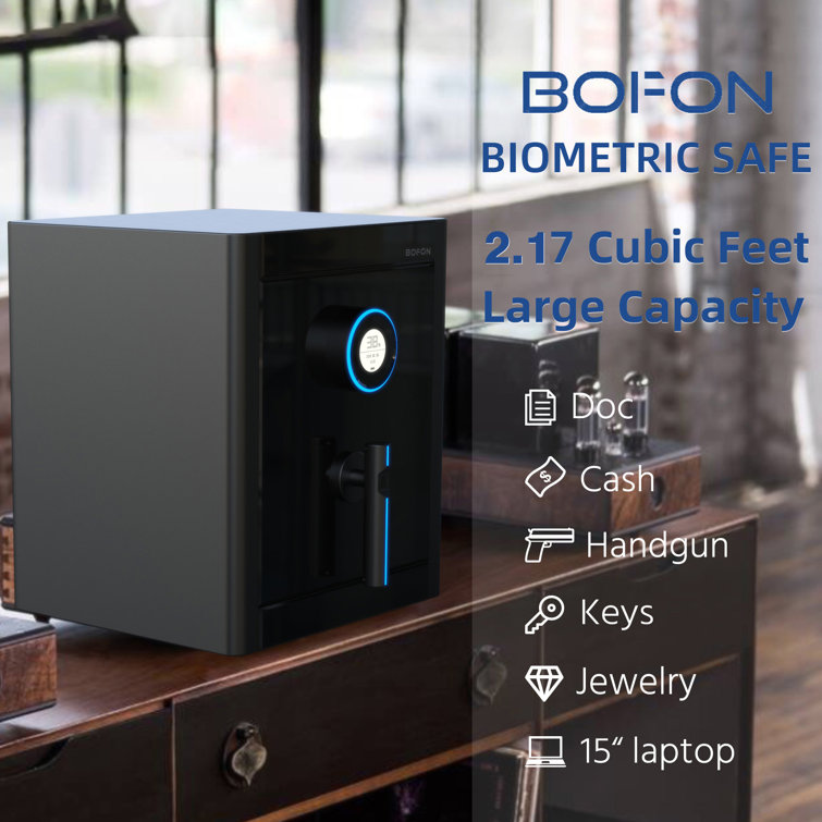 BOFON Security Box, Fingerprint Password Safe Box with Key,Built