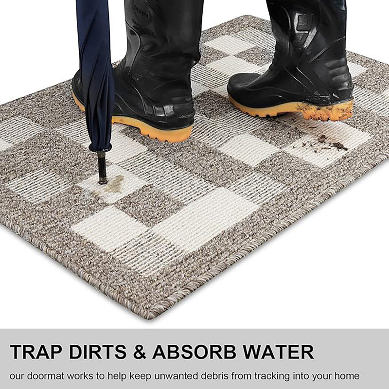Mosaic Modern Checkerboard Pet-Proof Rug, Washable, Anti-Scratch & Chew-Resistant,Brown, Rectangle 5'11" x 2'