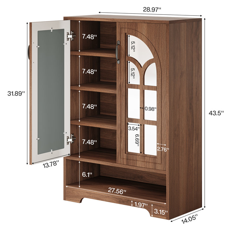 Armoire à chaussures à 5 niveaux avec portes en miroir