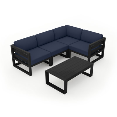 Avion 5 Piece Sectional Set - Black