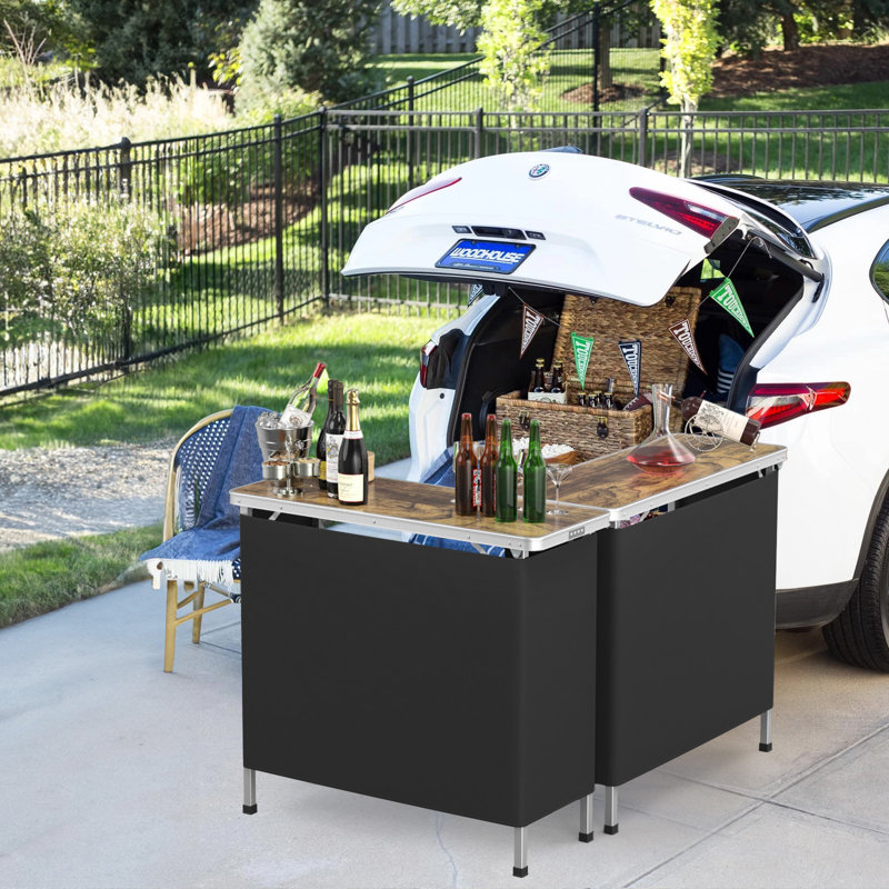 Black Rectangular Aluminum Patio Folding Bar Table, H 34,65 po x L 38,98 po x l 14,96 po, Brun
