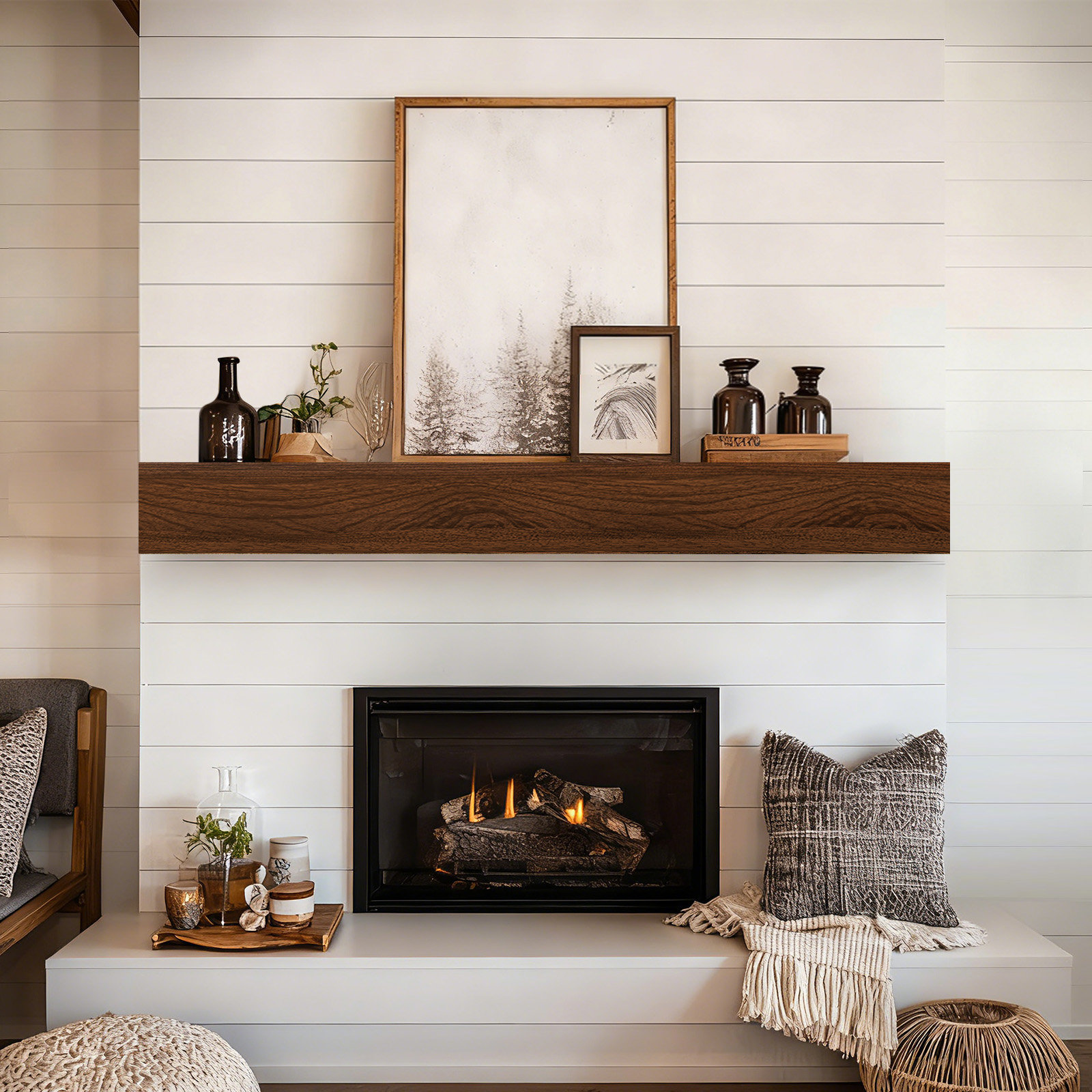 Millwood Pines Fireplace Mantel Handmade Rustic Wood Mantel for Over
