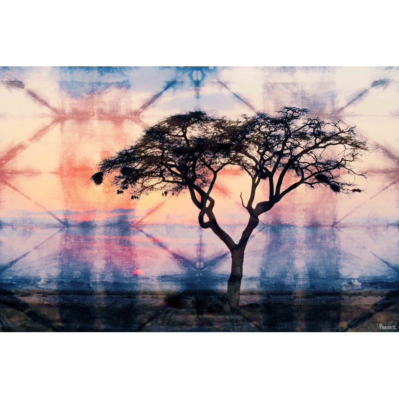 Large Blue and Pink Abstract Landscape Canvas Print