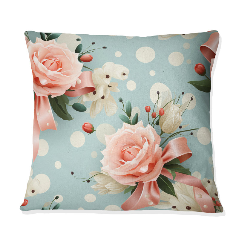 Coussin Rose, H 16 po x l 16 po