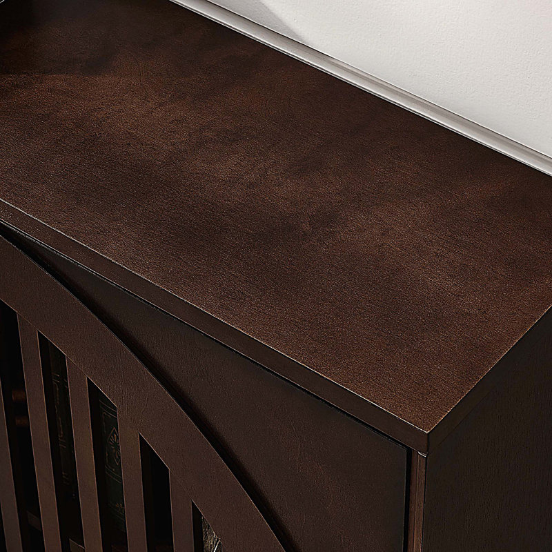 Mid Century Modern Fluted Sideboard Cabinet, Buffet Cabinet with Storage, Narrow Side Cabinet Accent Cabinet, Dark Walnut