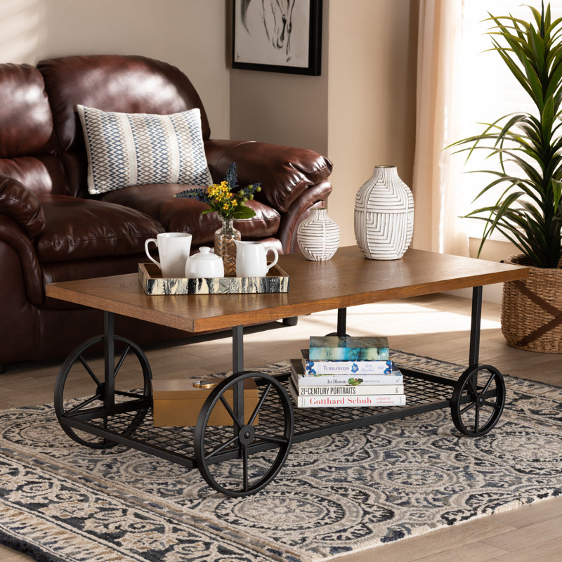 Wheel Coffee Table with Storage
