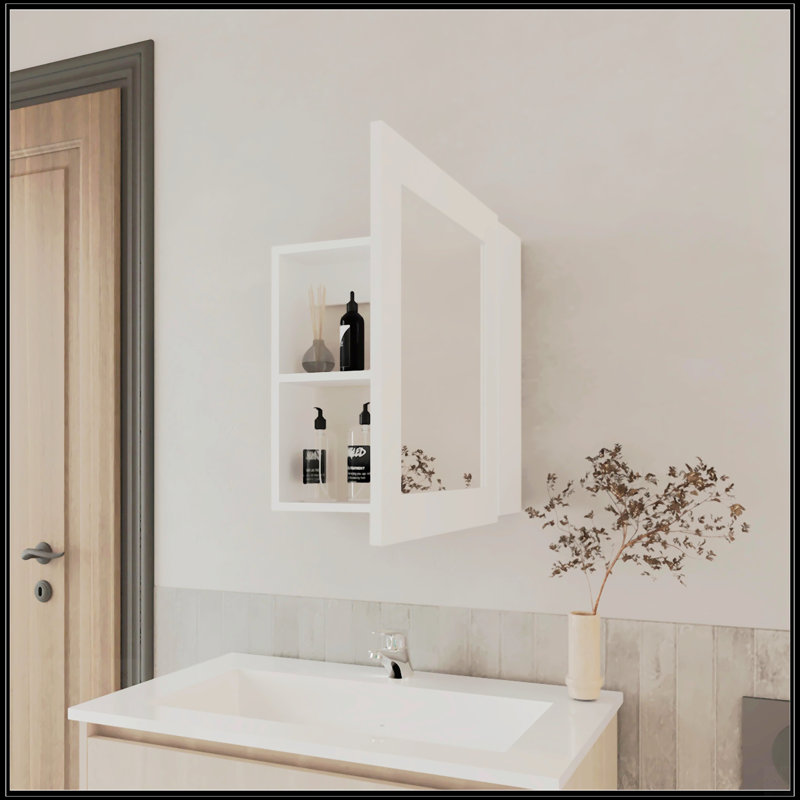 Armoire à pharmacie blanche avec miroir inclus, White