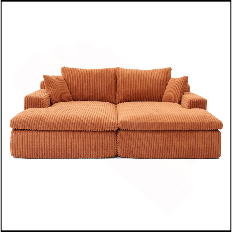 Chaise longue modulaire surdimensionnée de 87 po avec canapé-lit moelleux en nuage, aucun assemblage requis, causeuse moelleuse moderne