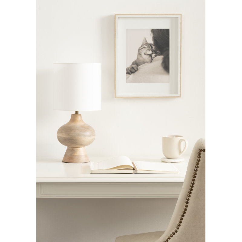 Bahira Modern Sculpted Bedside Table Lamp, Tan