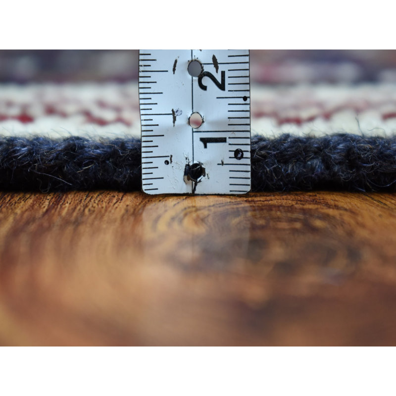 Tapis de zone en laine 3 pi 4 po x 4 pi 6 po main one-of-kind noué la