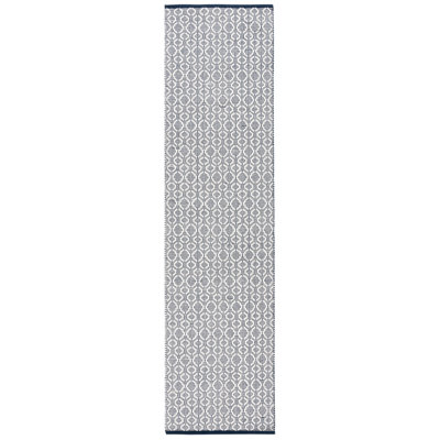 Palbo Flat Weave Wool/Cotton Geometric Rug in Ivory/Navy