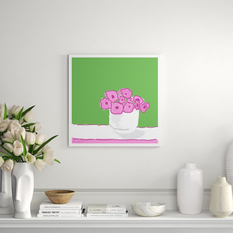 Rose Vase In Green Giclee Print by Dana Gibson, Green/Pink