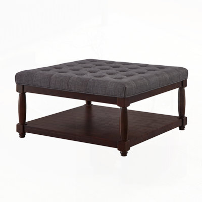 Large Upholstered Tufted Linen Ottoman Coffee Table