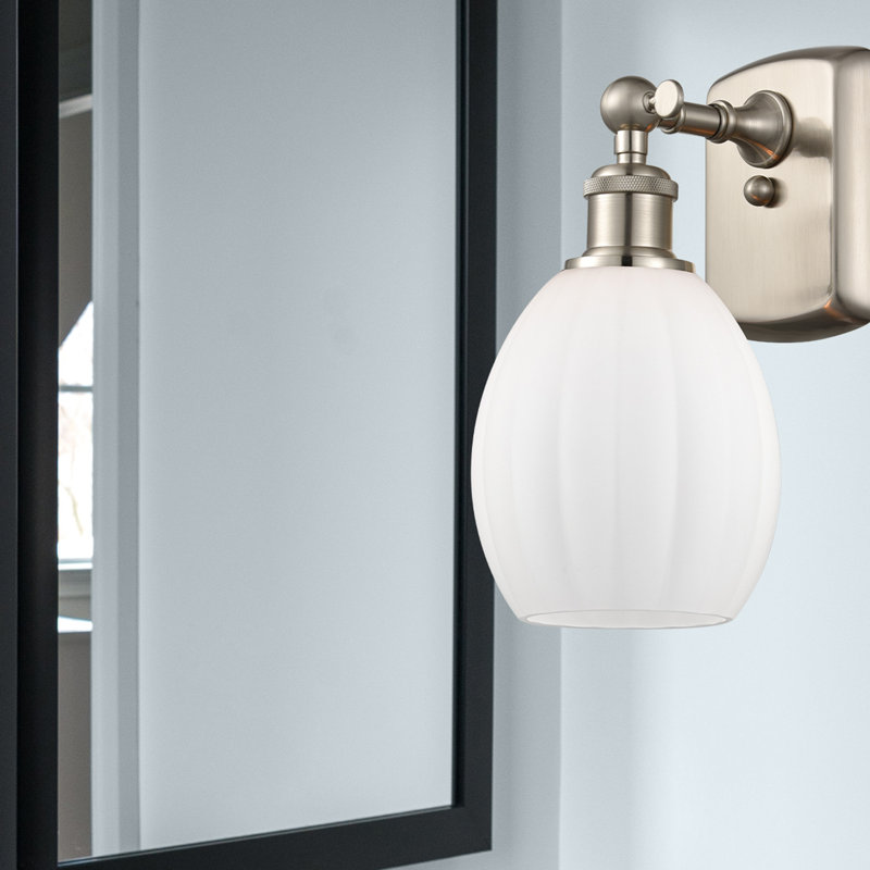 Bolduc Armed Sconce, Brushed Satin Nickel, Incandescent, Matte White