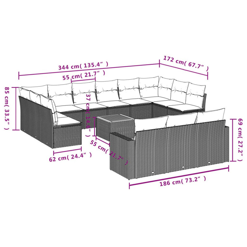  Garden Sofa Set Gray
