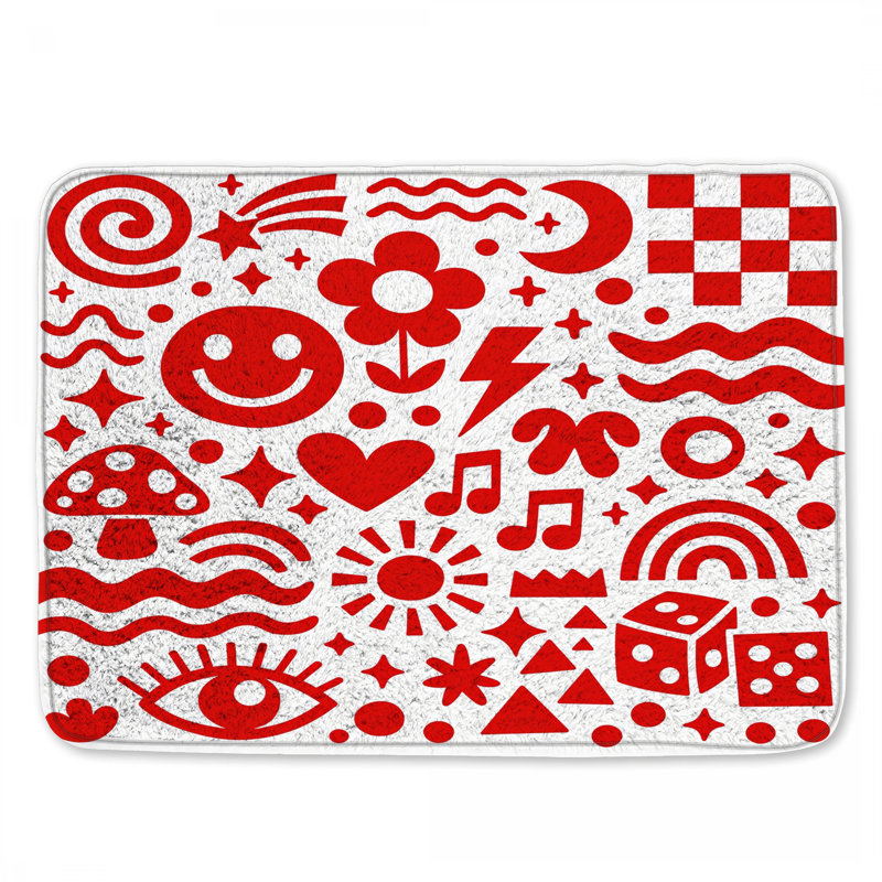 Tapis de bain Red Symbols Collage, 24in W x 17in L