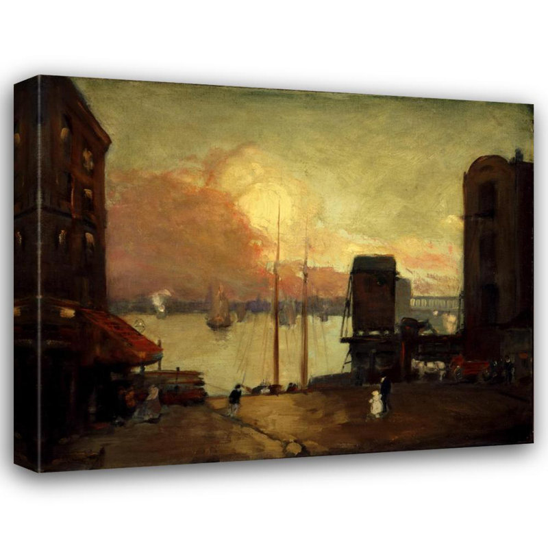 «Cumulus Clouds, East River» par Robert Henri - Art mural sur toile tendue avec châssis, H 33 po x l 48 po