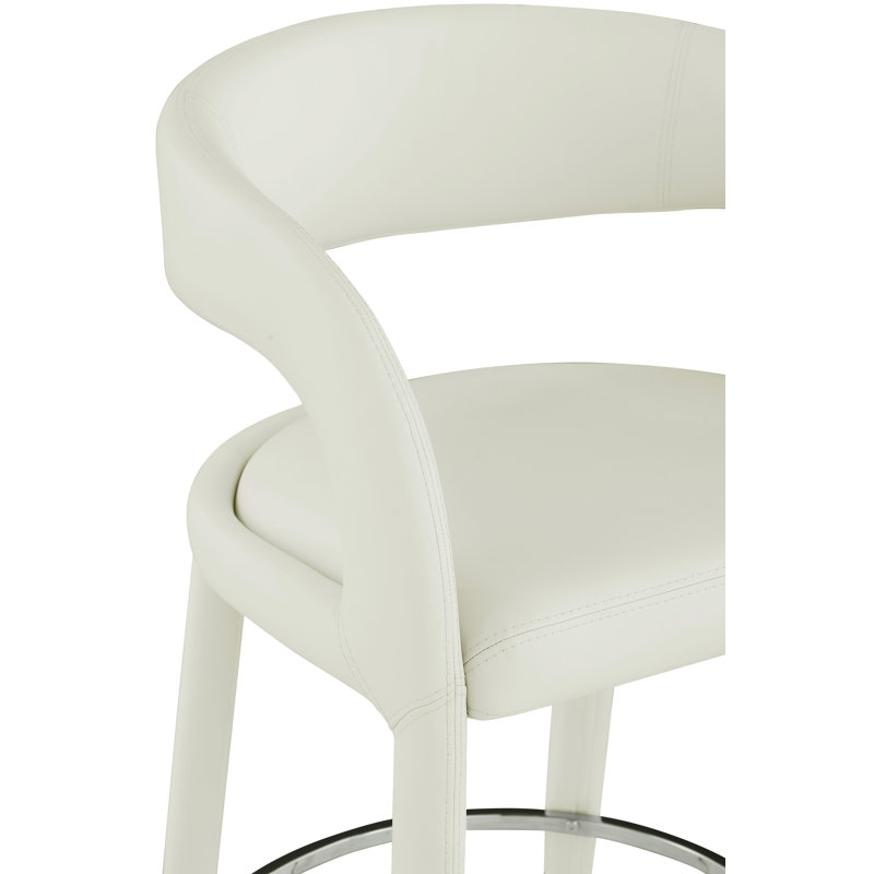 Sylvester Faux Leather Counter Stool, Cream Vegan Leather