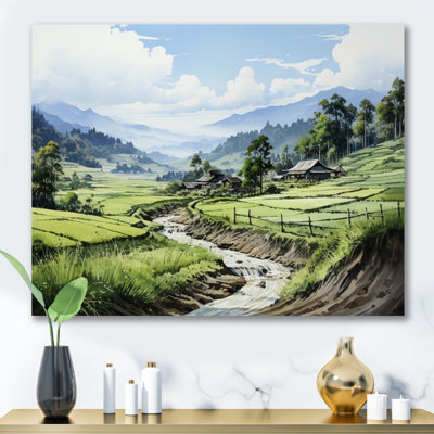 Campagne vietnamienne verte sur toile