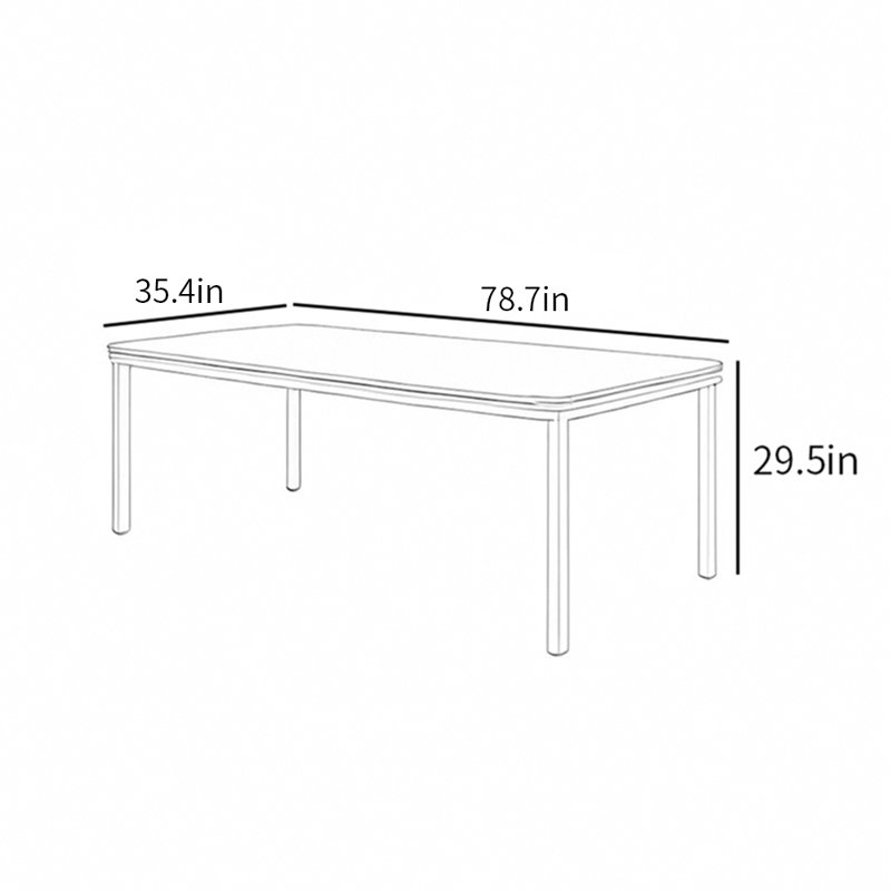 Table de salle à manger moderne en falshion de style italien, H 29,5 po x L 78,7 po x l 35,4 po